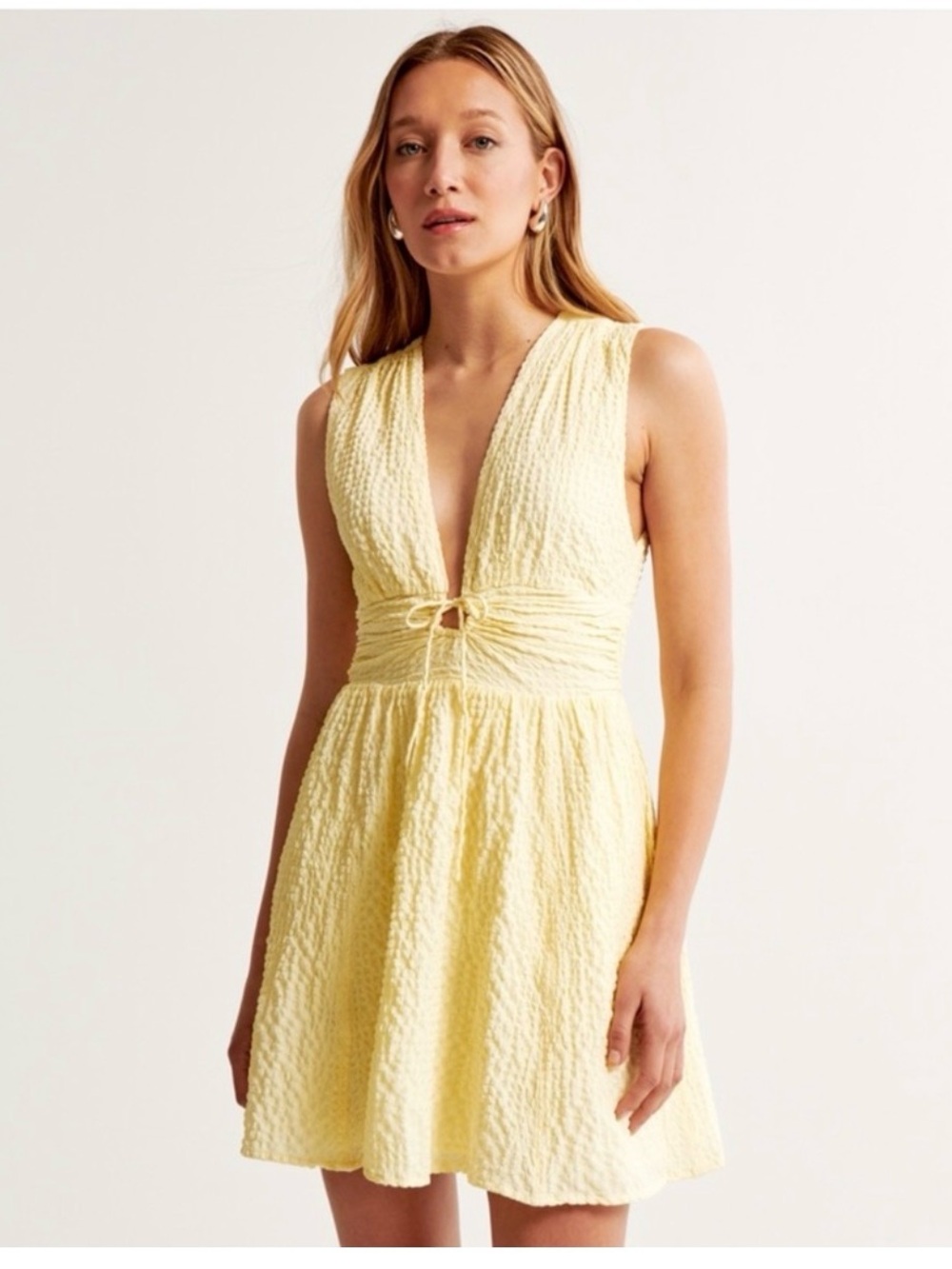 Abercrombie & Fitch Light Yellow Textured Dress